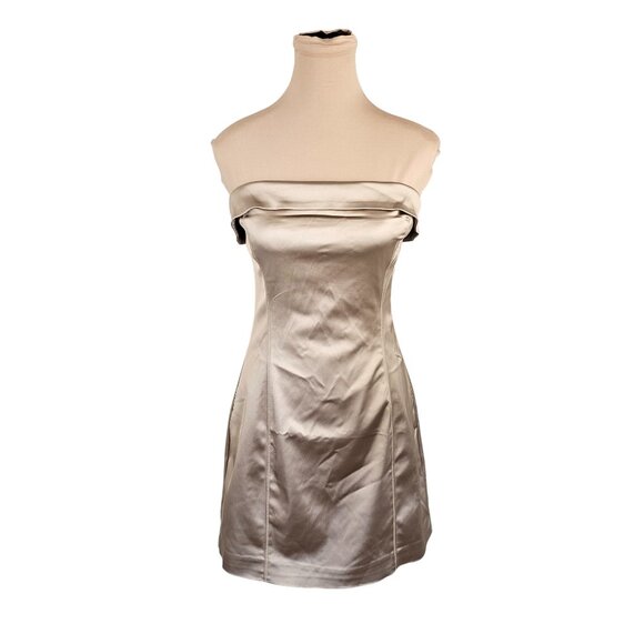 Ten NWT Aritzia Shimmer Satin Tube Dress Satin Look and Silk Feel Sz 12 - Picture 8 of 16